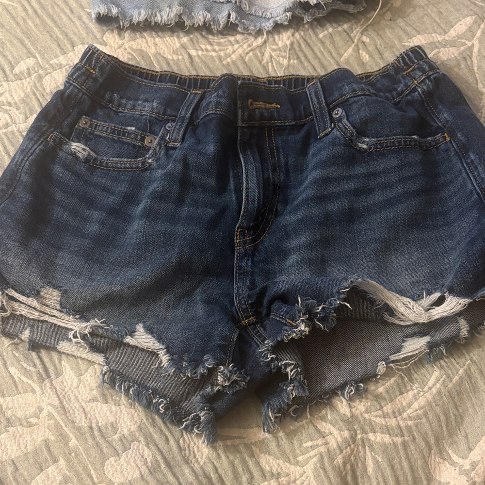 Aerie Dark Blue Distressed Jean Shorts